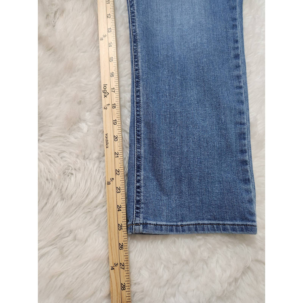 Lee Women's‎ Blue Solid Stretch Mid Rise Regular Fit Straight Leg Jeans Size 14P - Picture 7 of 7
